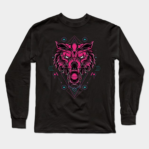 The Wild Wolf sacred geometry Long Sleeve T-Shirt by secondsyndicate